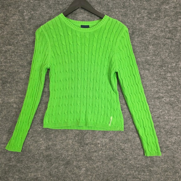 Polo Jeans Co Ralph Lauren Sweaters - VTG Polo Jeans Co‎ Ralph Lauren Cable Knit Sweater Green Womens Large Crew Neck